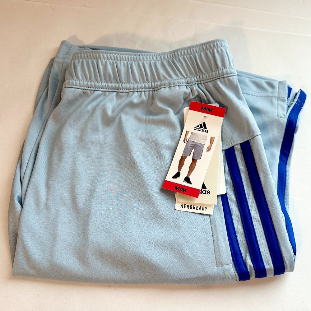 New Adidas Active Shorts Men's Size M Blue Iconic 3 Stripes Detail Athletic